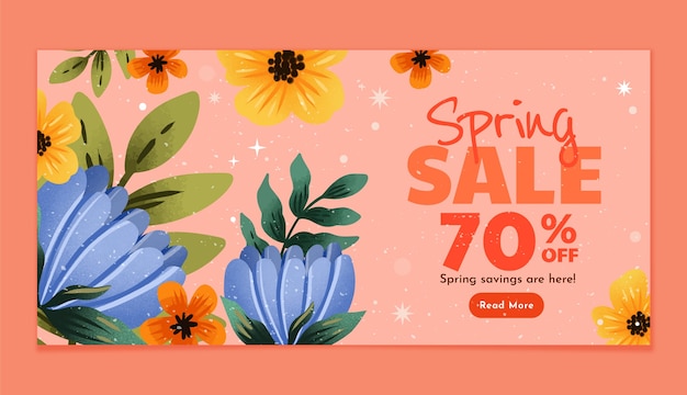 Watercolor spring sale banner template
