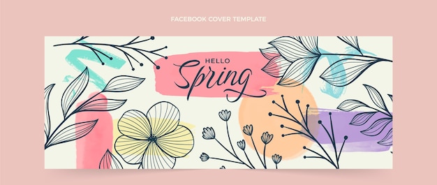 Vector watercolor spring social media cover template