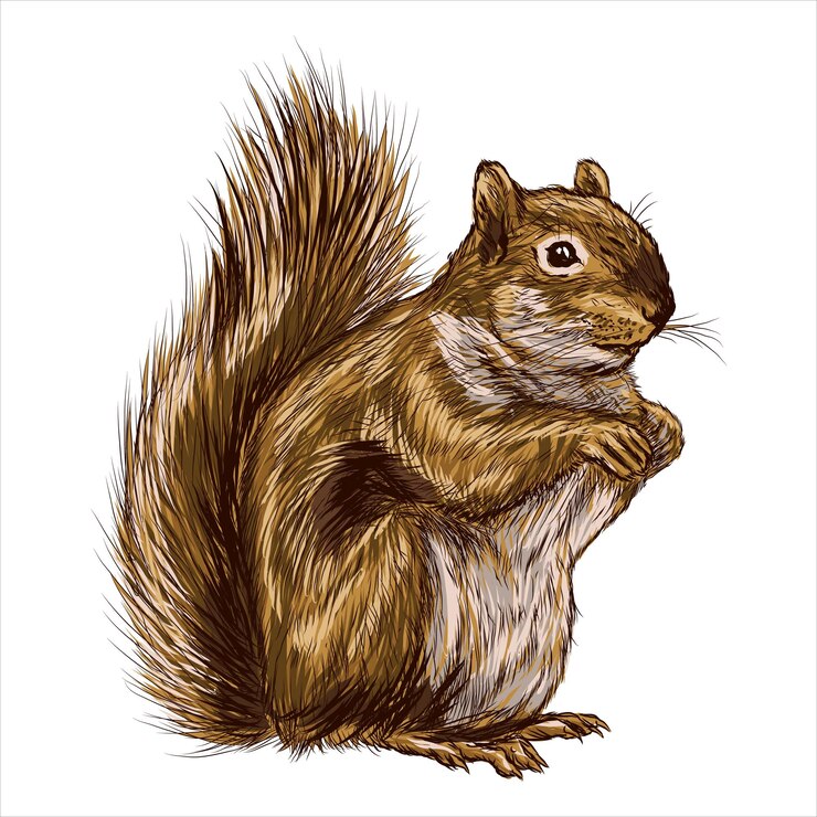 Vector watercolor squirrel isolated on white background hand drawn forest animal