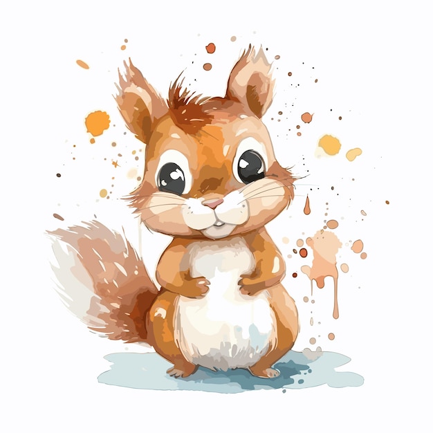 watercolor squirrel isolated on white background