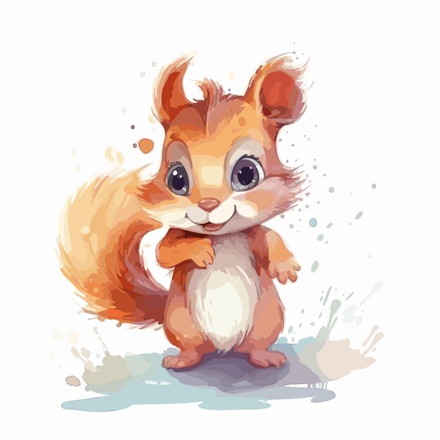 watercolor squirrel isolated on white background