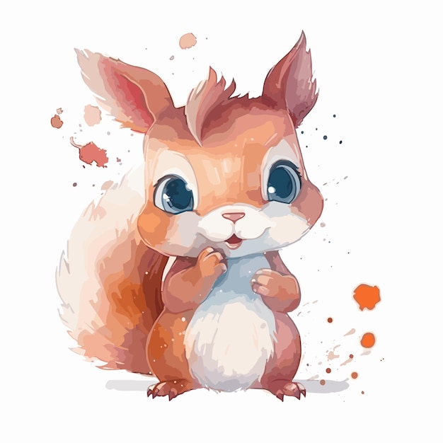 watercolor squirrel isolated on white background