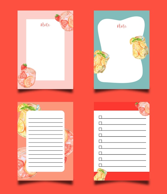 Vector watercolor sticky note template