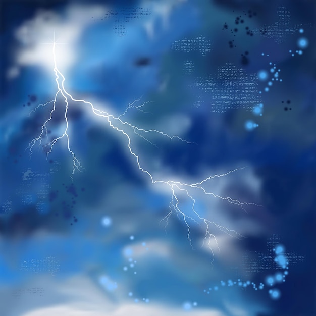 稲妻と水彩の嵐の空