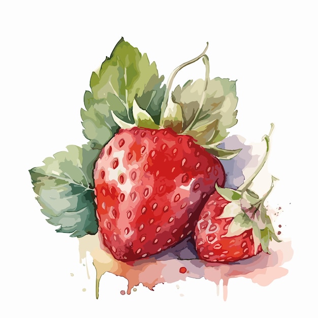 Vector watercolor strawberry fruit vector illustration
