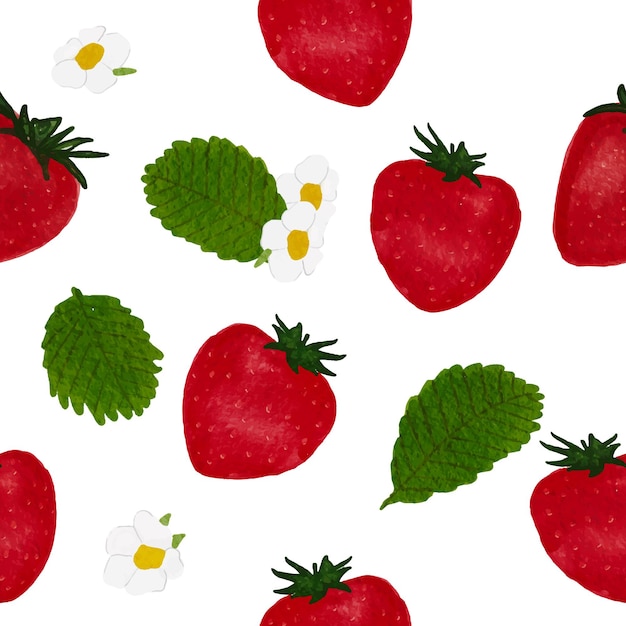 Vector watercolor strawberry seamless patern