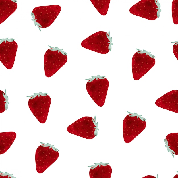 Vector watercolor strawberry seamless pattern