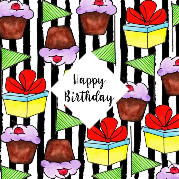 watercolor strip birthday background