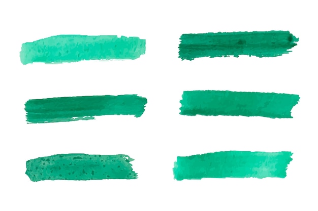 Watercolor strokes of green color