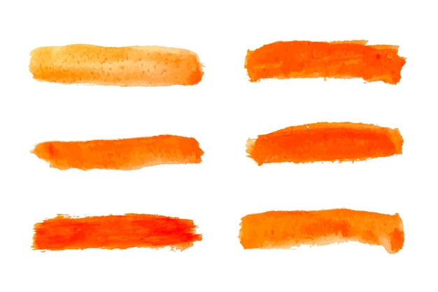 Vector watercolor strokes of orange color