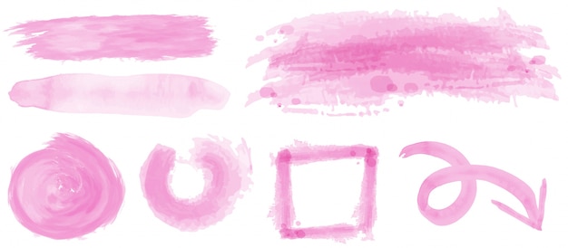 Vector watercolor strokes in pink color