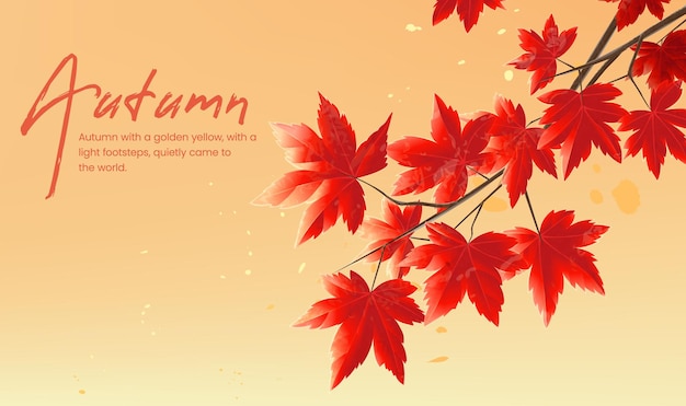 watercolor style autumn red leaf illustration