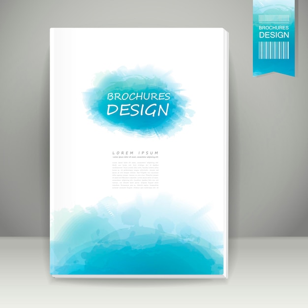 Watercolor style brochure design in blue