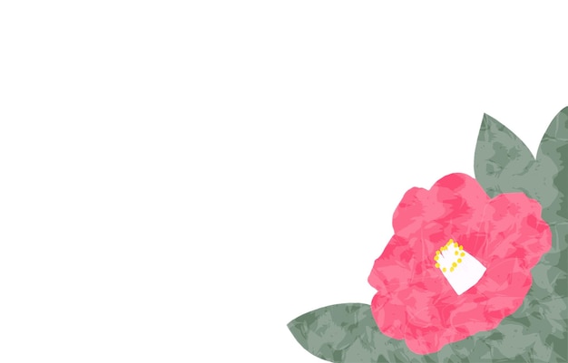 水彩風 椿の花 白背景