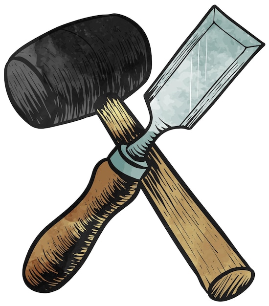 big mallet hammer  cartoon vector and illustration black and white hand  drawn sketch style isolated on white background Stock Vector  Adobe  Stock