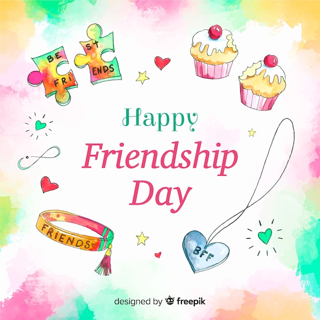 Watercolor style friendship day background