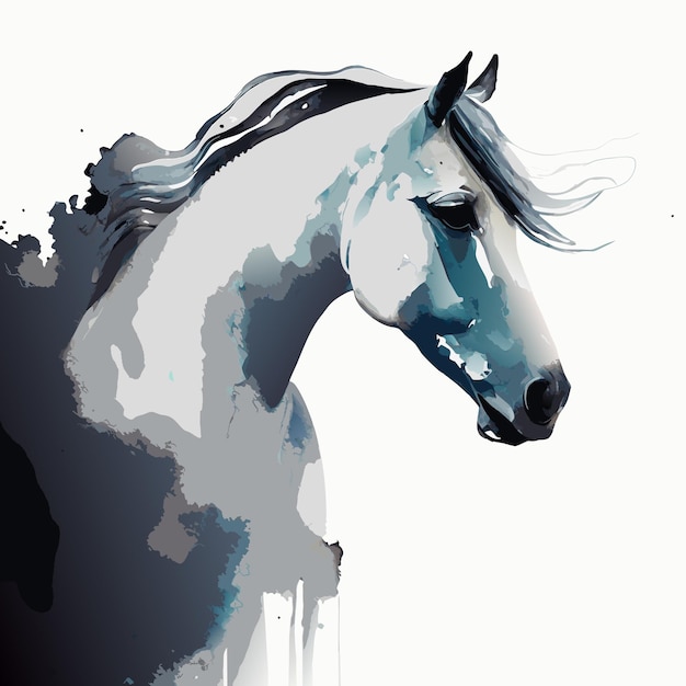 Vector watercolor style horse head illustration