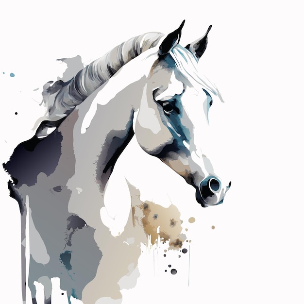 Watercolor style horse head illustration