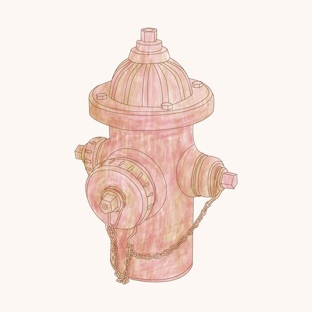 watercolor style hydrant illustration