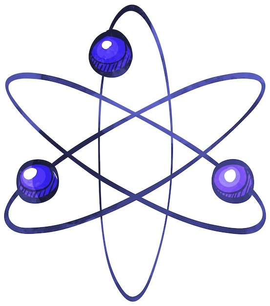 Vettore struttura dell'atomo icona stile acquerello