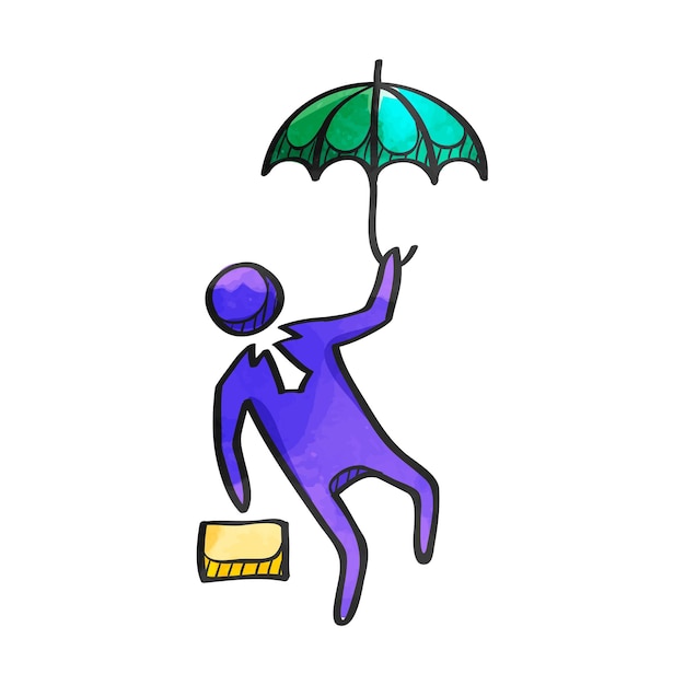 Watercolor style icon businessman umbrella