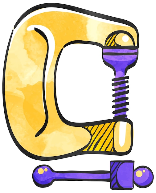 Watercolor style icon clamp tool