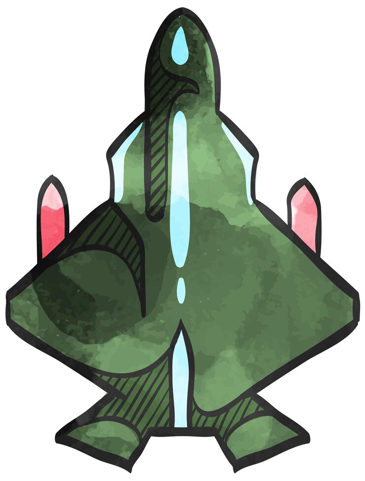 Vector 수채화 풍 아이콘 전투기