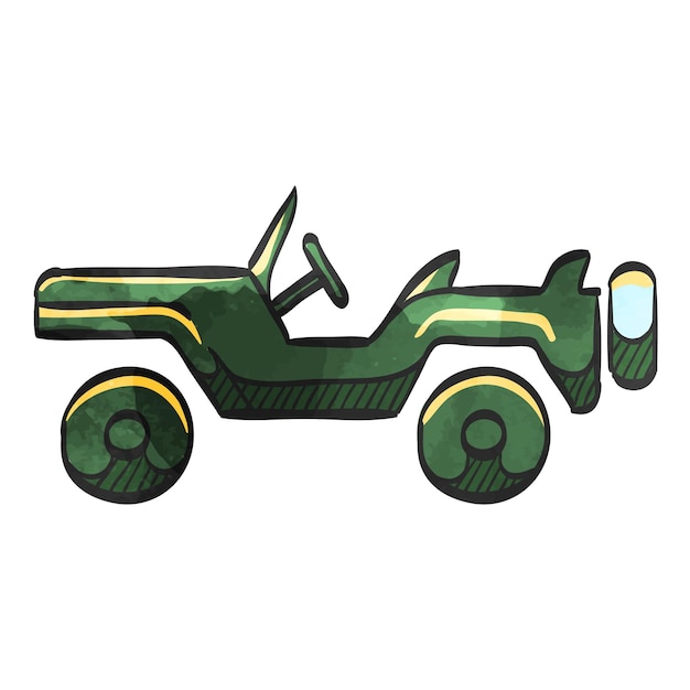 Watercolor style icon military vehicle