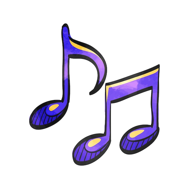 Watercolor style icon music notes