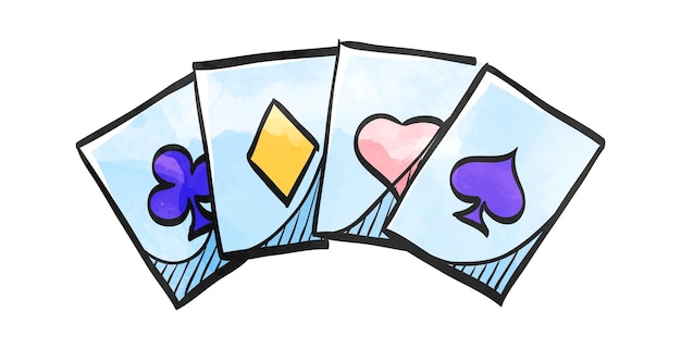 Watercolor style icon playing cards