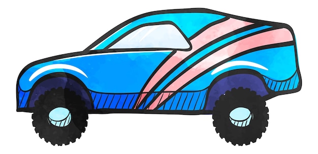 Vector watercolor style icon rally car