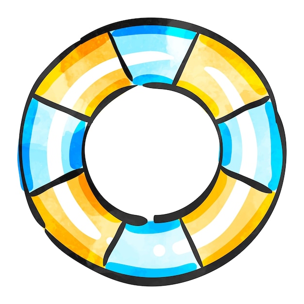 Vector watercolor style icon ring buoy