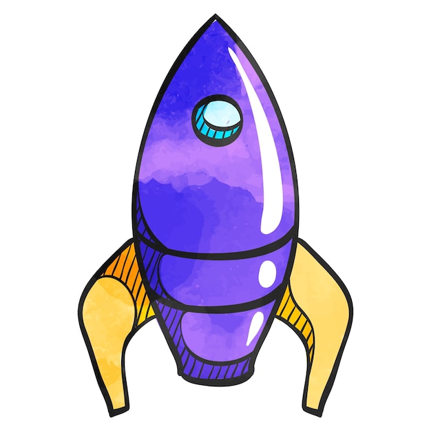 Vector watercolor style icon rocket
