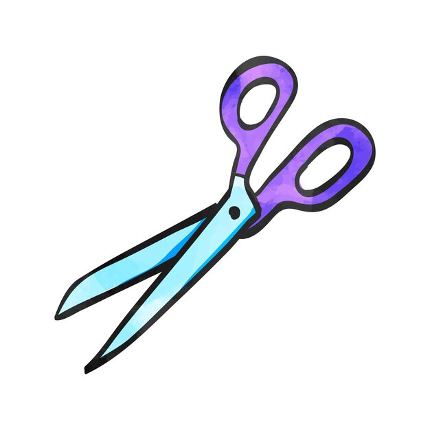 Watercolor style icon scissor