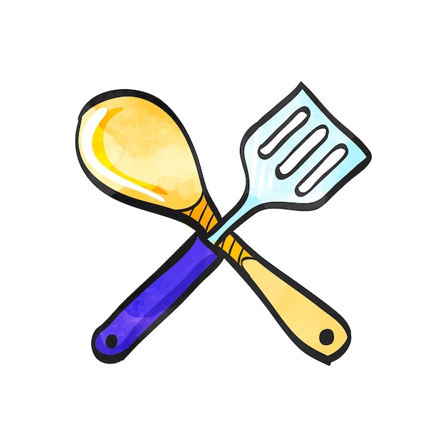 Watercolor style icon spatula