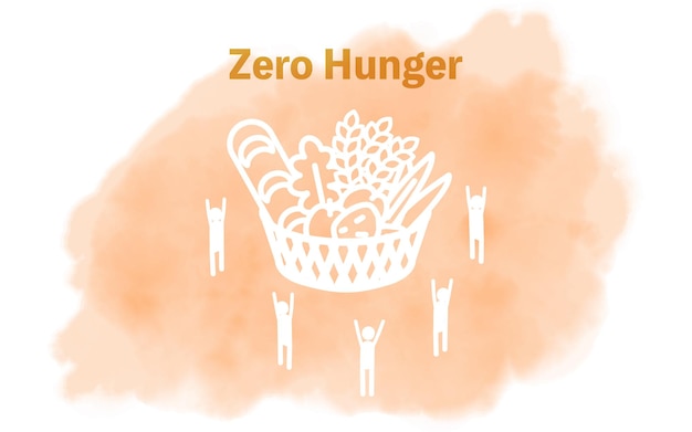 Vector watercolor style sdgs goal 2 zero hunger