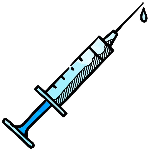 Vector watercolor style syringe icon medical