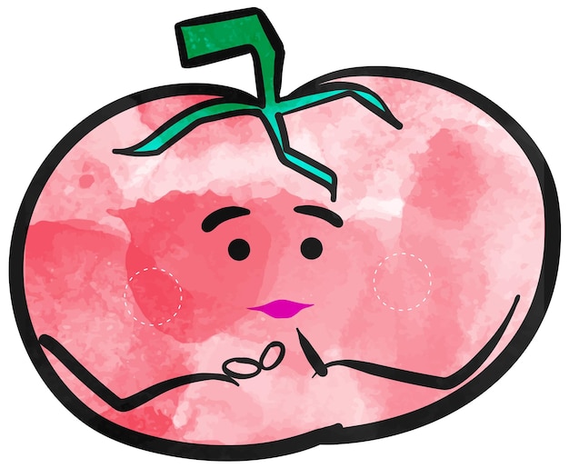 Watercolor style tomato characters drawing