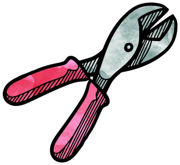 Watercolor style wire cutter icon