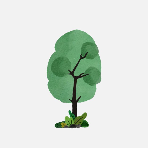Вектор Акварельные стилизованные деревья естественная векторная иллюстрация вид сбоку векторная иллюстрация дерева