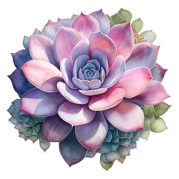 Vector watercolor succulent plant colourful tropical flower isolated on white generative ai