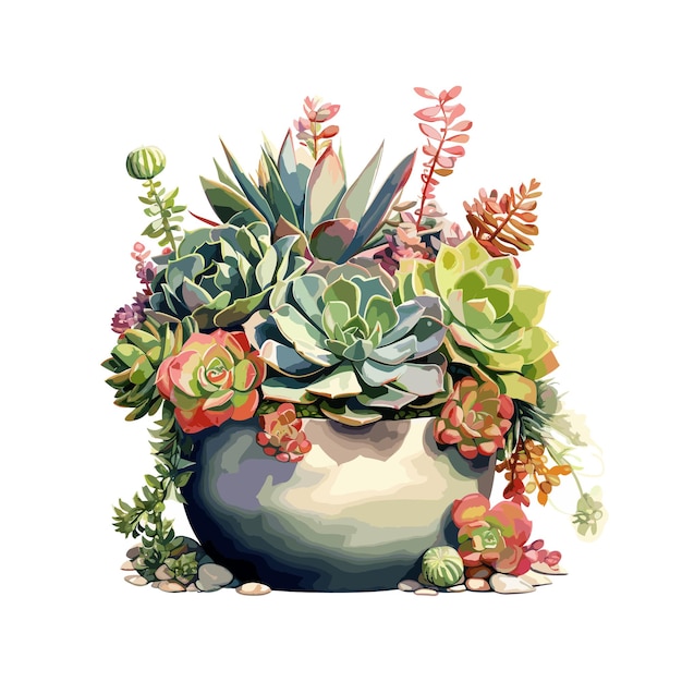 watercolor succulent vector