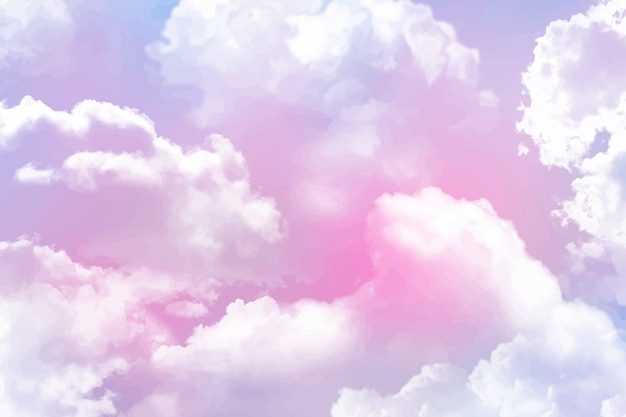 Watercolor sugar cotton clouds background