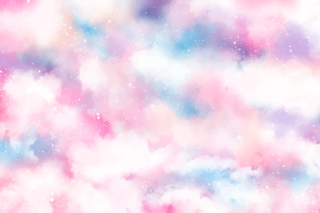 Watercolor sugar cotton clouds background