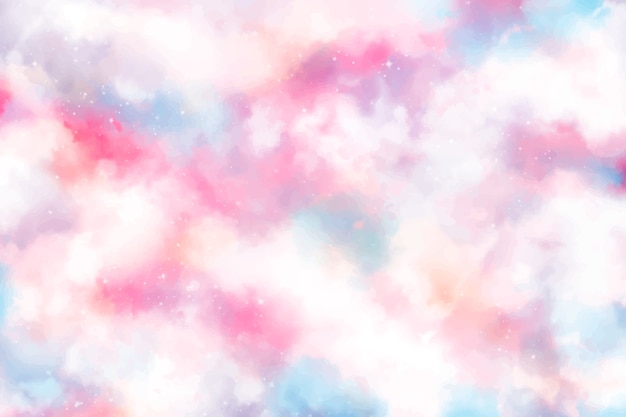 Vector watercolor sugar cotton clouds background