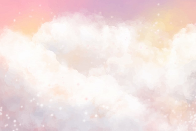 Vector watercolor sugar cotton clouds background