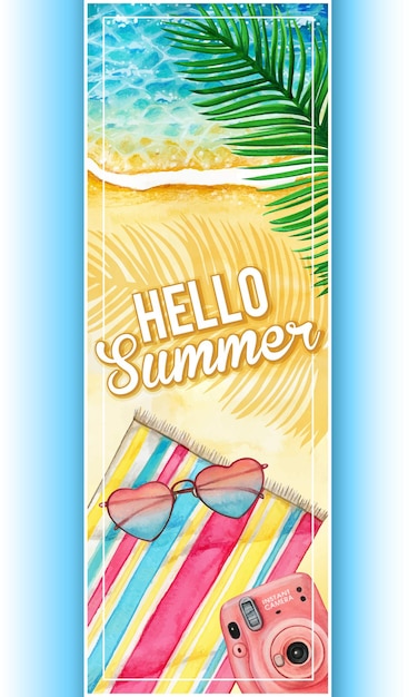 Watercolor summer banner