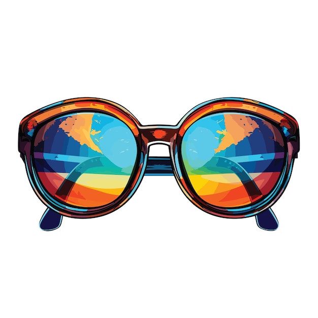 Watercolor summer beach sunglasses Vector art