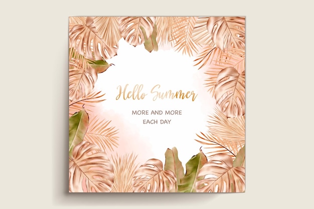 watercolor summer floral and leaves card