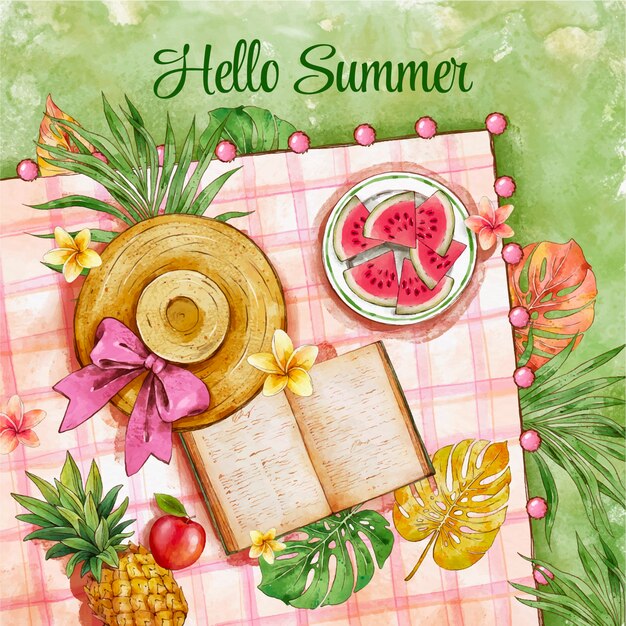 Watercolor summer illustration